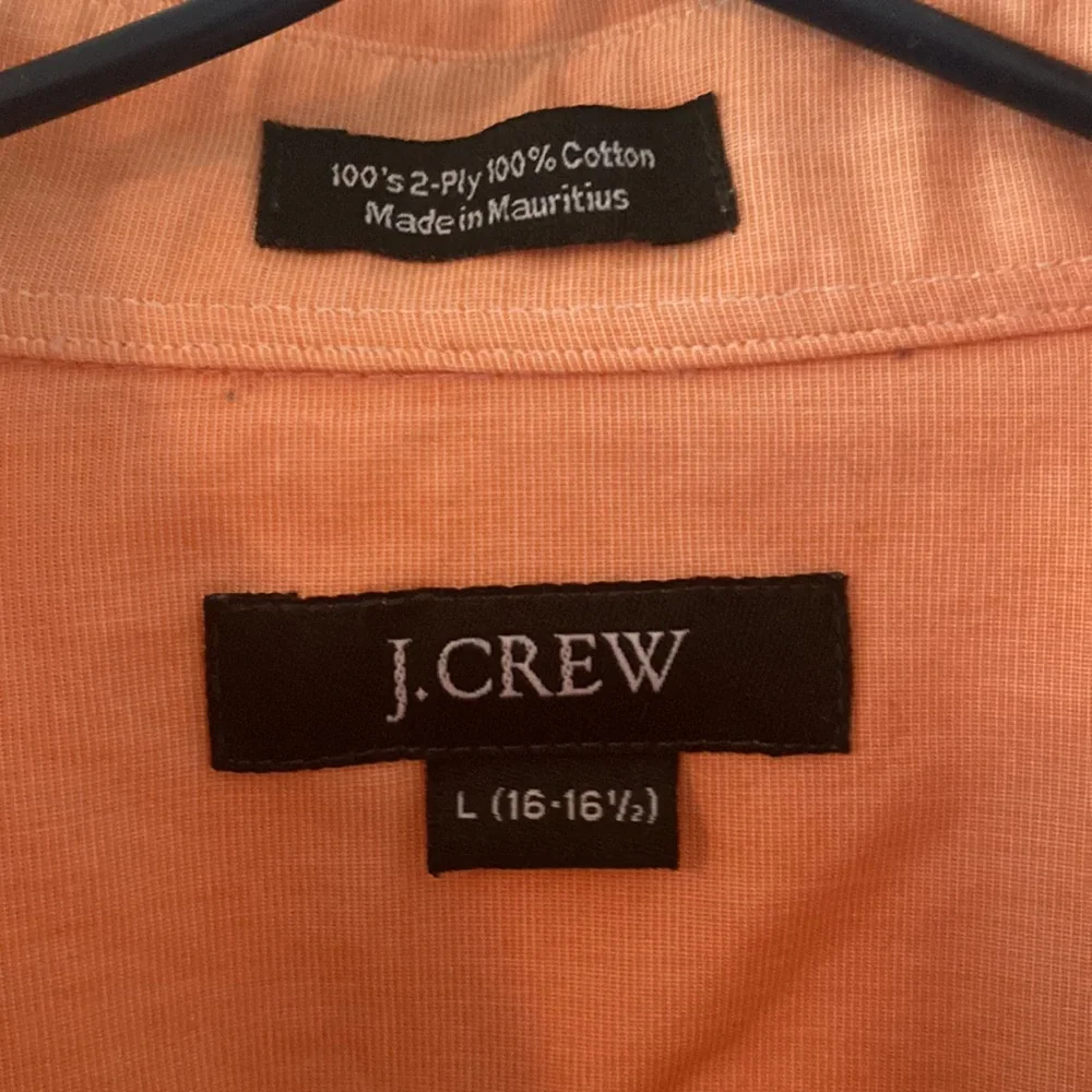 J. Crew Men’s shirt 16-16 1/2. L. Peach colored long sleeves. See pics
